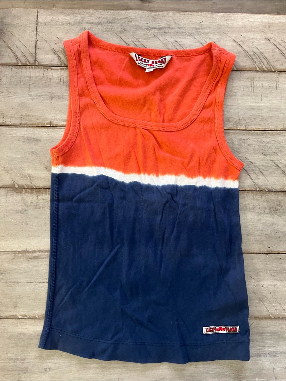 Lucky Brand Kids Orange & Navy Colorblock Tank Top Medium